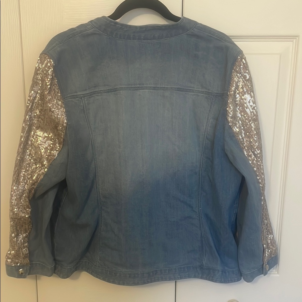 Chico’s Silver Sequin Denim Jacket - image 5